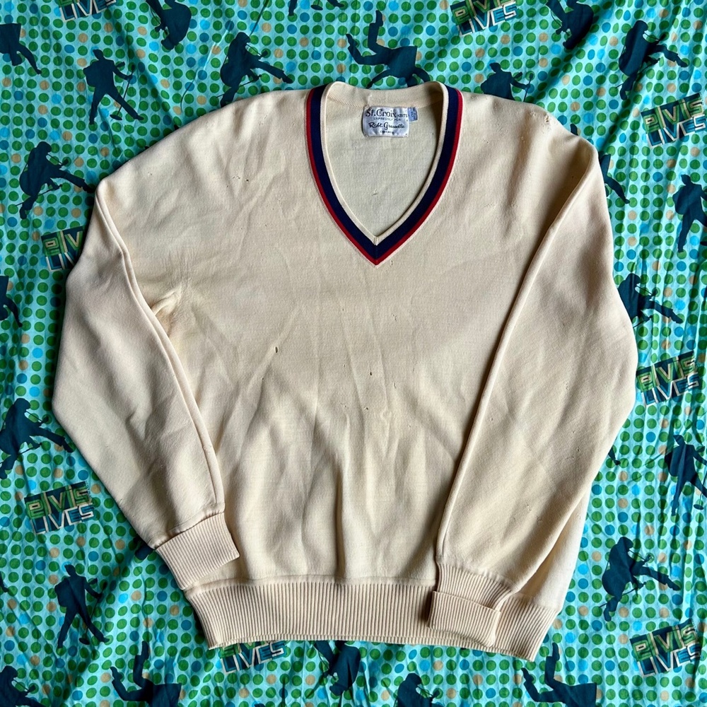 vintage 70s st. croix robt. grasselle knits v neck sweater
